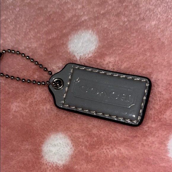Coach Gray Leather Bag Hang Tag Keychain - Picture 2 of 3